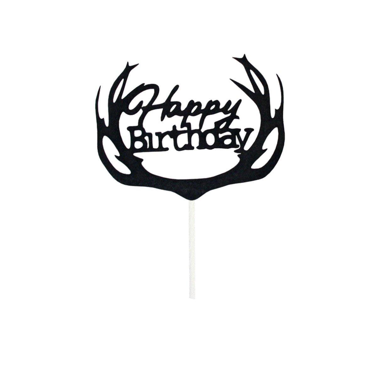 Happy Birthday Cake Topper Colour Printed Acrylic Party Decorations - Silver-Long Strip