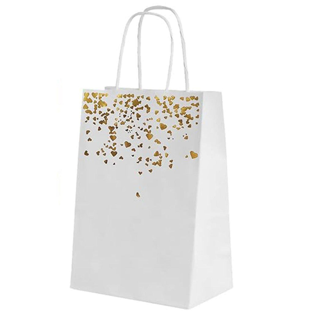 30PCS Kraft Paper Gift Bags Small Love Candy Bags Gold Foil Wedding Party Favors - White-Rose Gold Foil