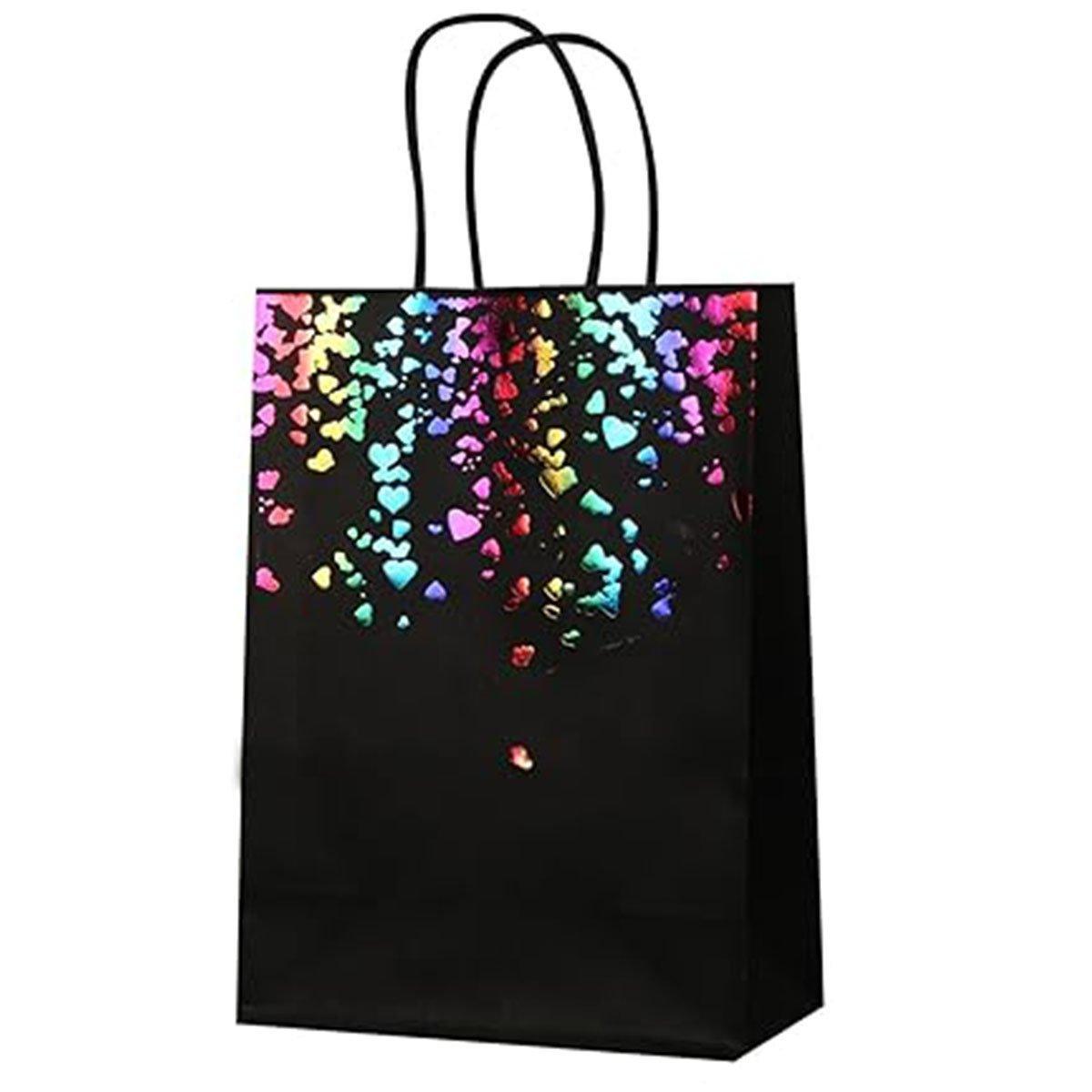 30PCS Kraft Paper Gift Bags Small Love Candy Bags Gold Foil Wedding Party Favors - White-Rainbow Foil