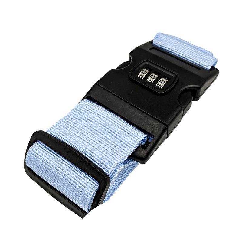 Luggage Strap Code Password Travel Suitcase Secure Lock Safe Nylon Packing Belt - Blue+Grey
