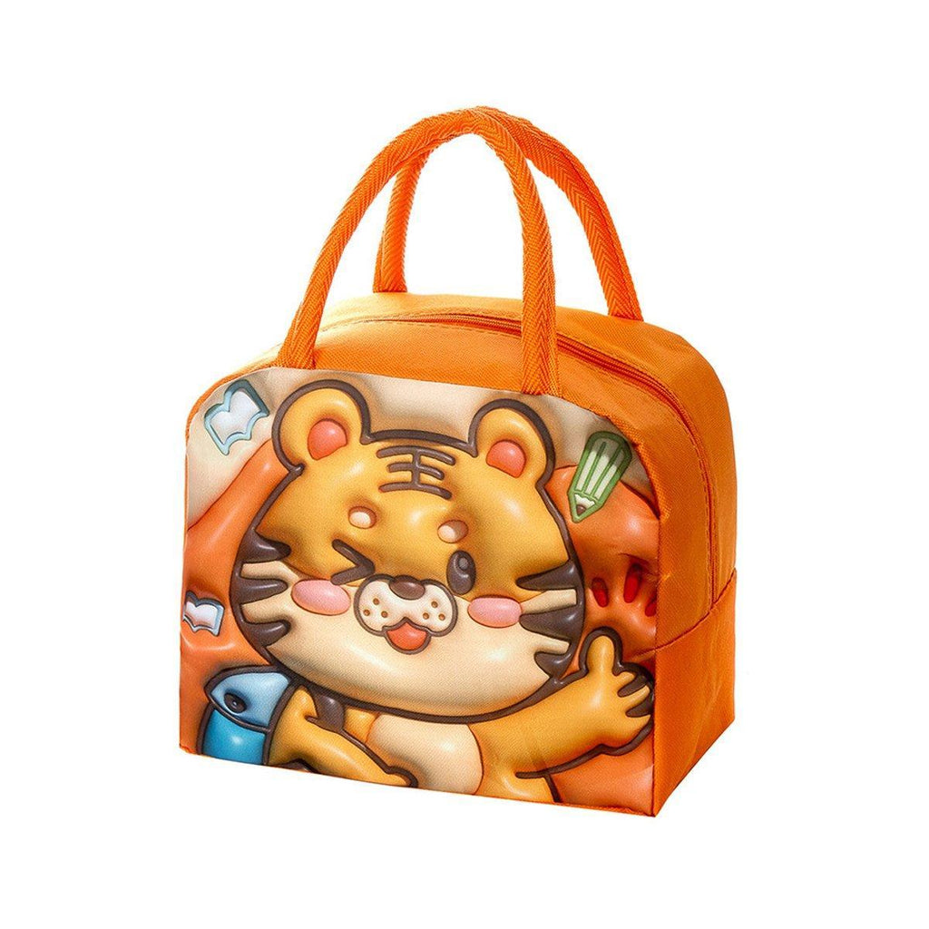 Cute 3D Cartoon Insulated Lunch Bag Oxford Fabric Bento Tote for School Use - Pink Rainbow Unicorn