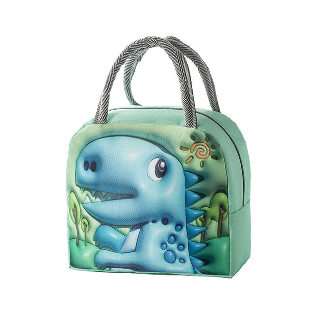Cute 3D Cartoon Insulated Lunch Bag Oxford Fabric Bento Tote for School Use - Pink Rainbow Unicorn