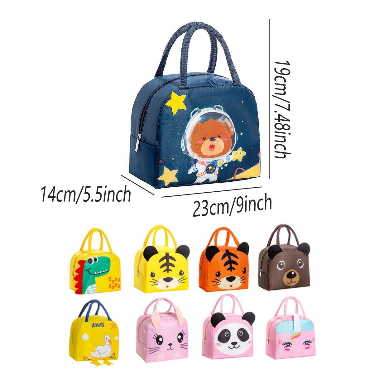 3D Bento Lunch Bag Cartoon Handbag Insulated Food Box Bag for Students LunchTote - Yellow Dinosaur