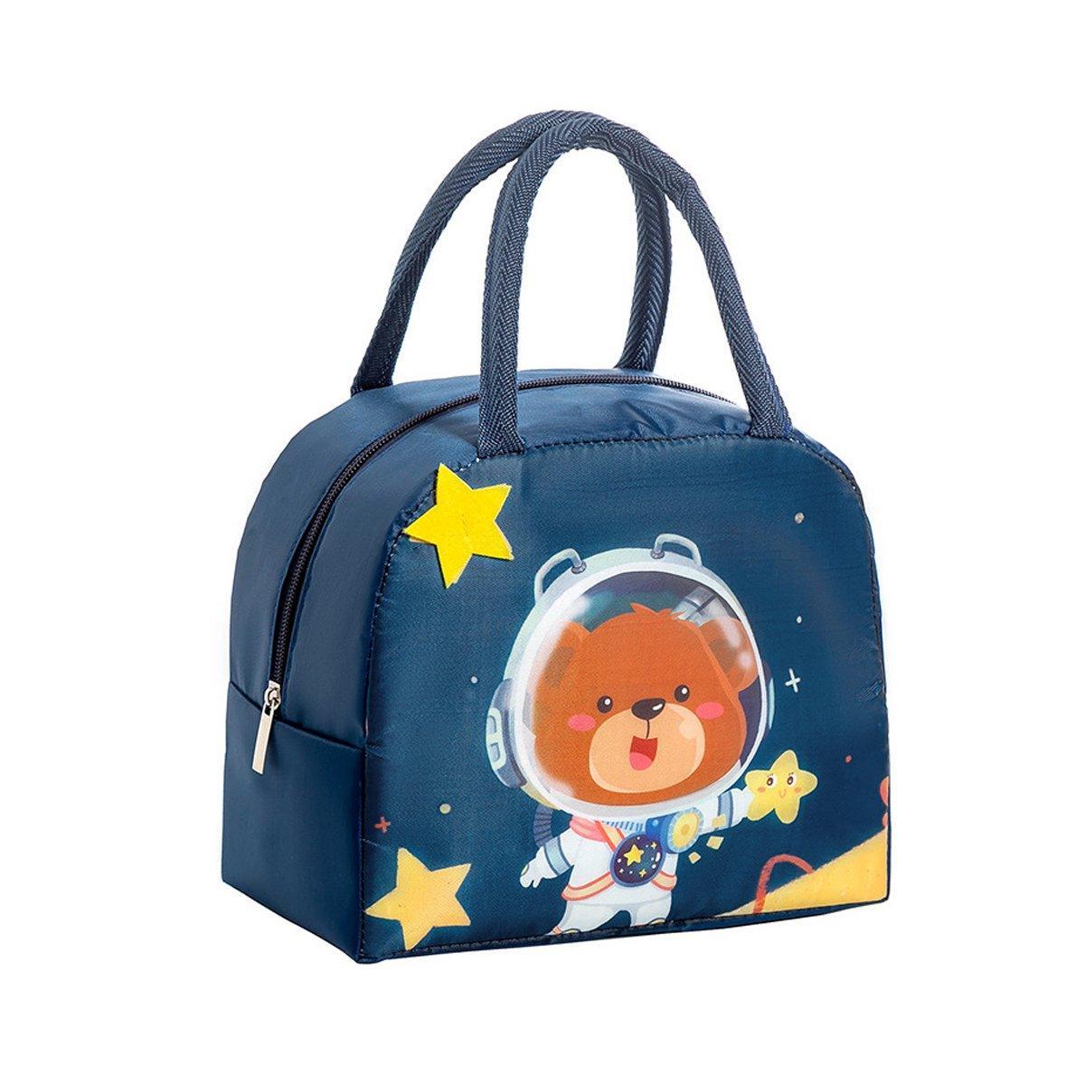 3D Bento Lunch Bag Cartoon Handbag Insulated Food Box Bag for Students LunchTote - Yellow Dinosaur
