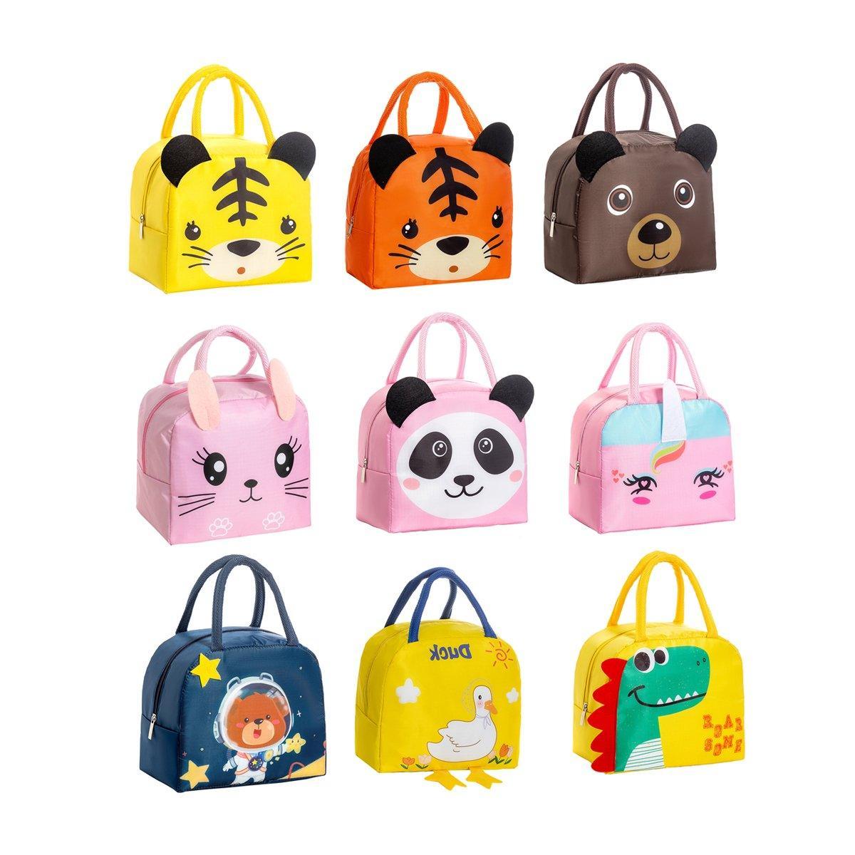 3D Bento Lunch Bag Cartoon Handbag Insulated Food Box Bag for Students LunchTote - Orange Tiger