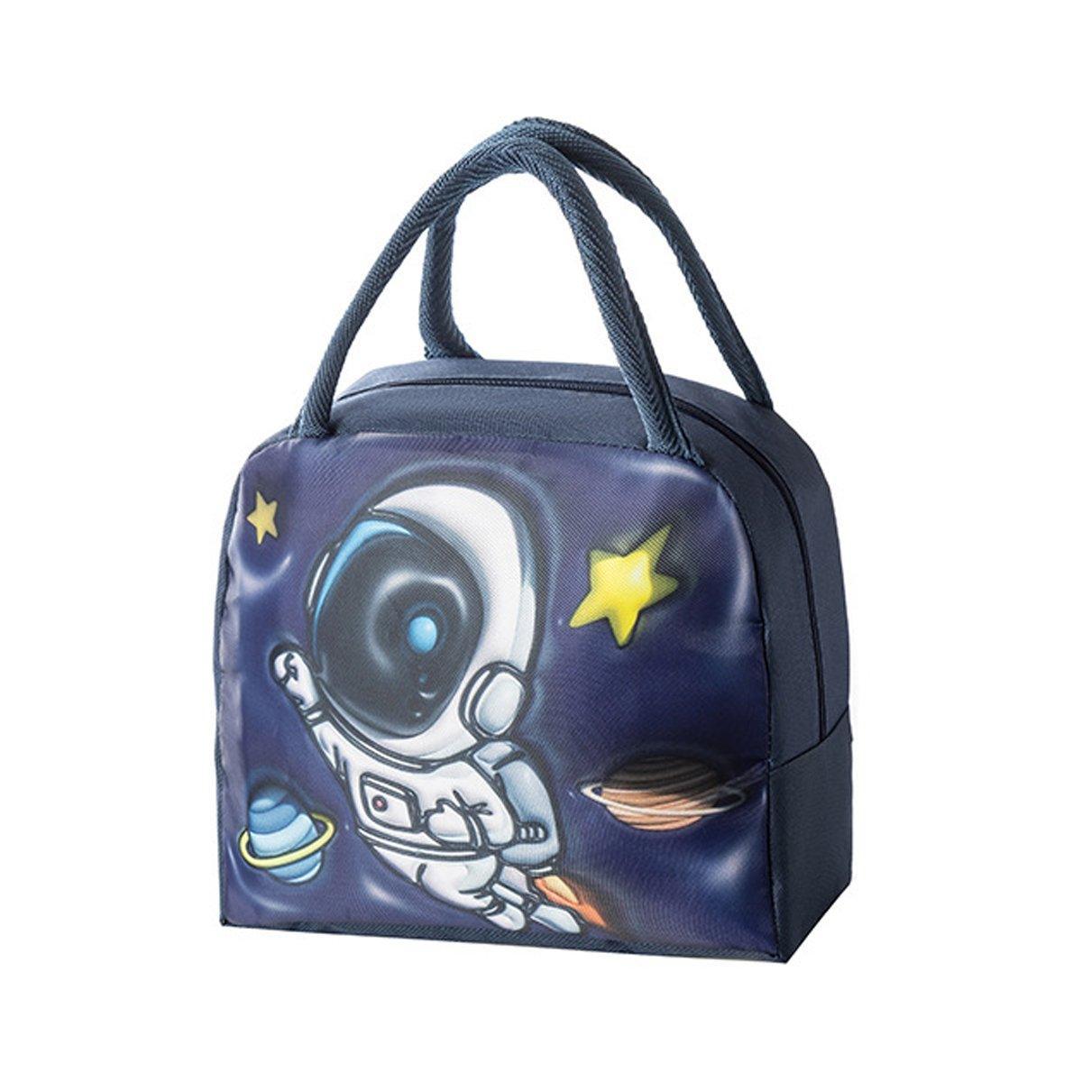 Cute 3D Cartoon Insulated Lunch Bag Oxford Fabric Bento Tote for School Use - Rose Mermaid