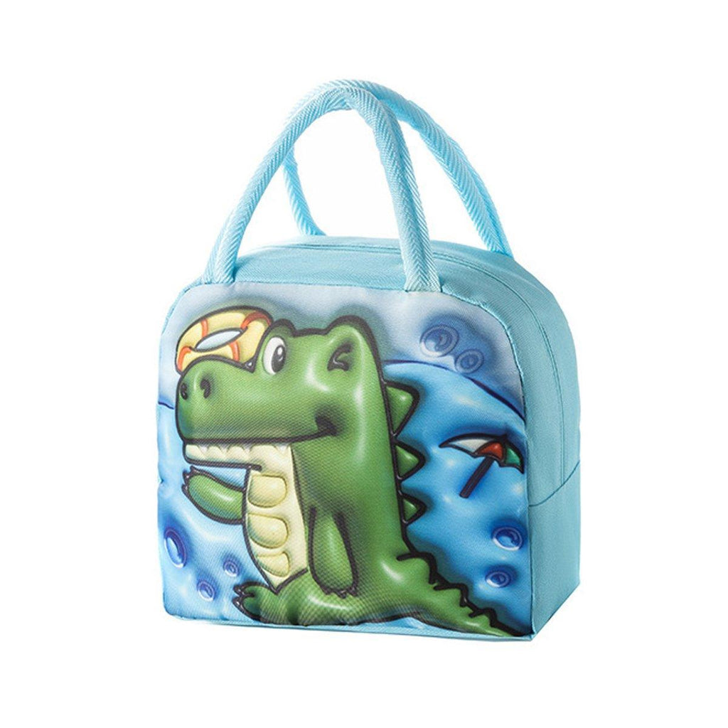 Cute 3D Cartoon Insulated Lunch Bag Oxford Fabric Bento Tote for School Use - Rose Kitten
