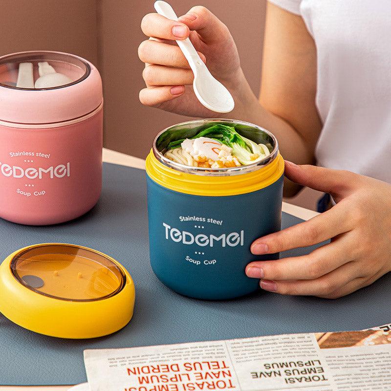 530ml Stainless Steel Insulated Lunch Box Portable Food Storage Mug Soup Meals - Pink