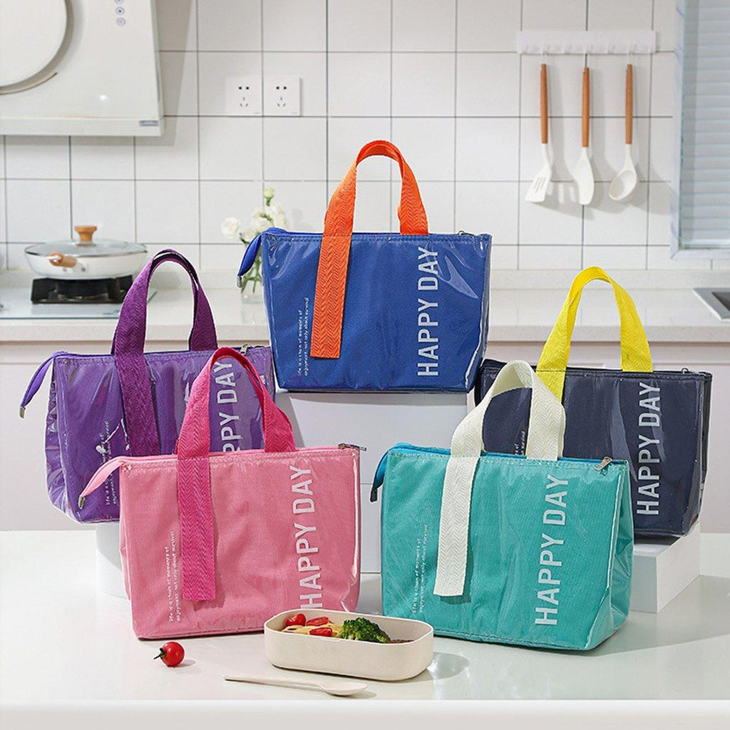 Large Capacity Lunch Bag Outdoor Picnic Aluminum Foil Portable Thermal Bag - Pink
