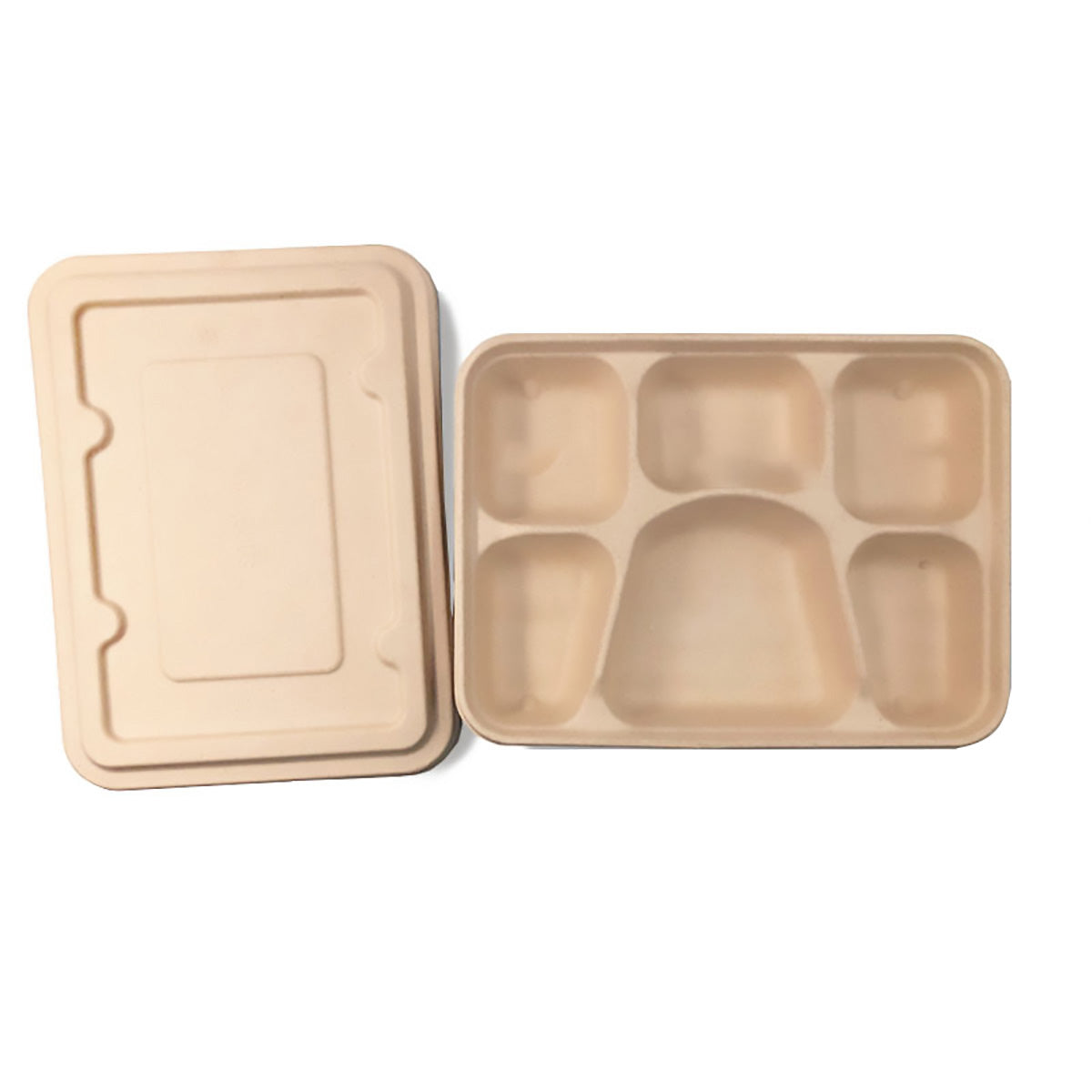 25/50pcs Biodegradable Lunch Box Microwaveable Tray with Compartment Paper Lid - 1200ml-4-25pcs