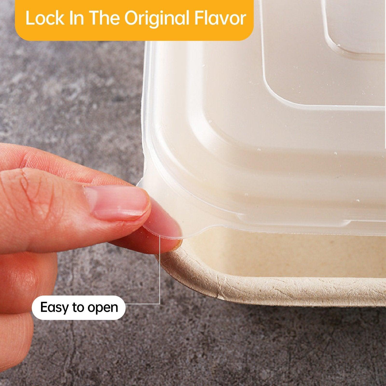 25/50pcs Biodegradable Lunch Box Microwaveable Tray with Compartment Paper Lid - 1400ml-5-25pcs