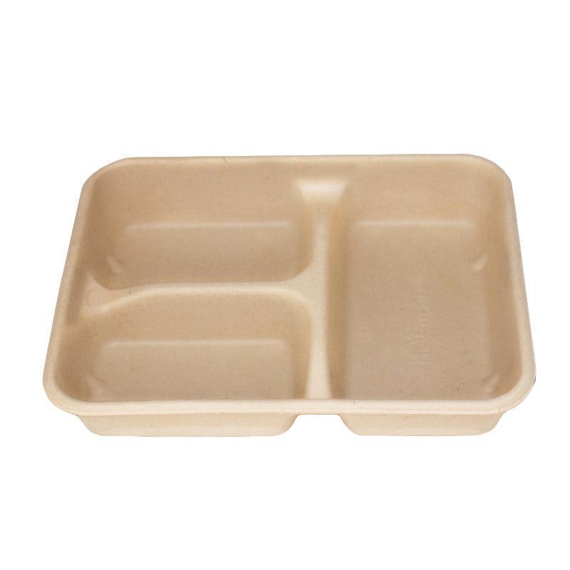 25/50pcs Biodegradable Lunch Box Microwaveable Tray with Compartment Paper Lid - 1400ml-5-25pcs