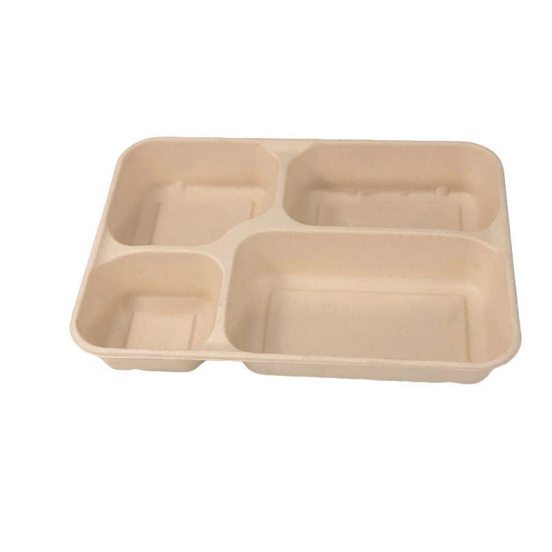 25/50pcs Biodegradable Lunch Box Microwaveable Tray with Compartment Paper Lid - 1400ml-5-25pcs