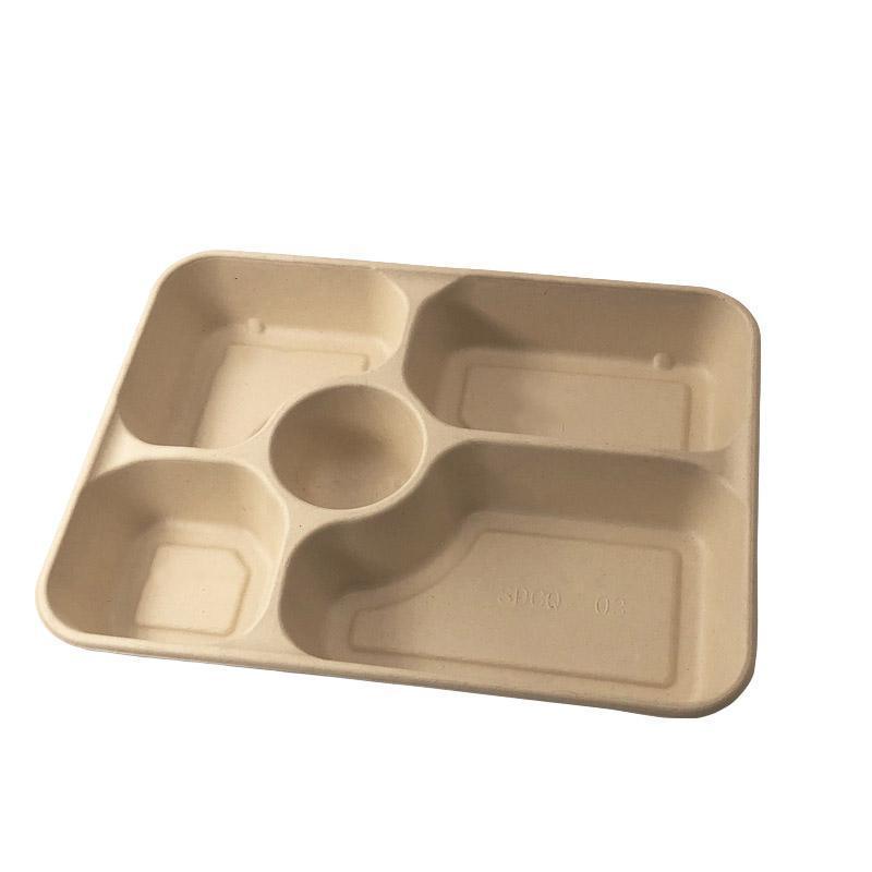 25/50pcs Biodegradable Lunch Box Microwaveable Tray with Compartment Paper Lid - 1400ml-5-25pcs