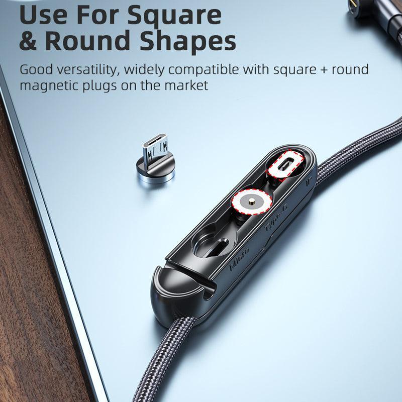 1m 2m Braided Charging Cable with Detachable Connectors for Type C Micro Lightning - Magnet Cable plug storage