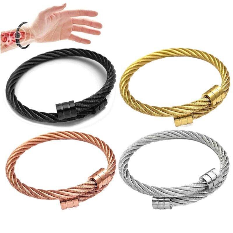 Lymph Drainage Magnetic Bracelets  Crainoc Titaniumion Osimium Bangle NEW - Black