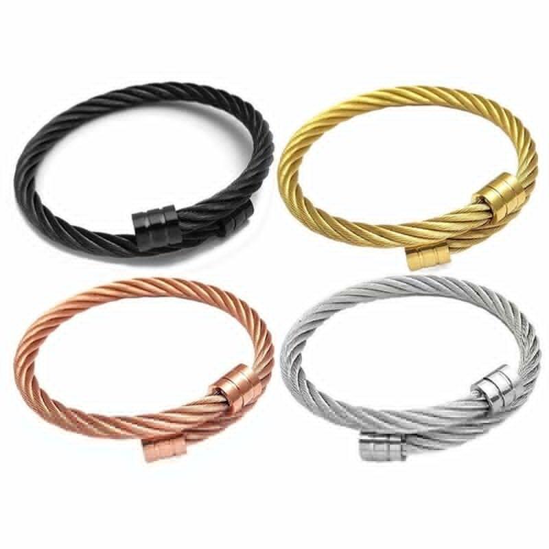 Lymph Drainage Magnetic Bracelets  Crainoc Titaniumion Osimium Bangle NEW - Gold