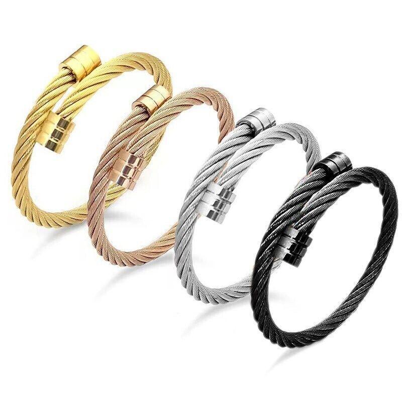 Lymph Drainage Magnetic Bracelets  Crainoc Titaniumion Osimium Bangle NEW - Gold