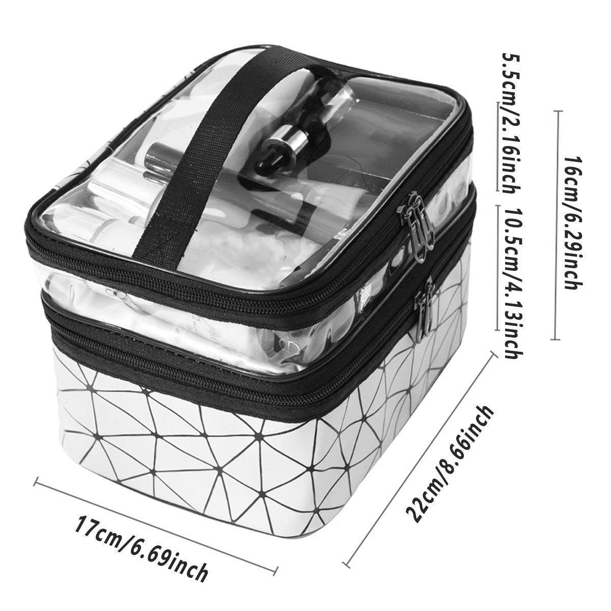 Portable Double-Layer Large Capacity Waterproof Cosmetic Bag Travel Toiletry Bag - Blue