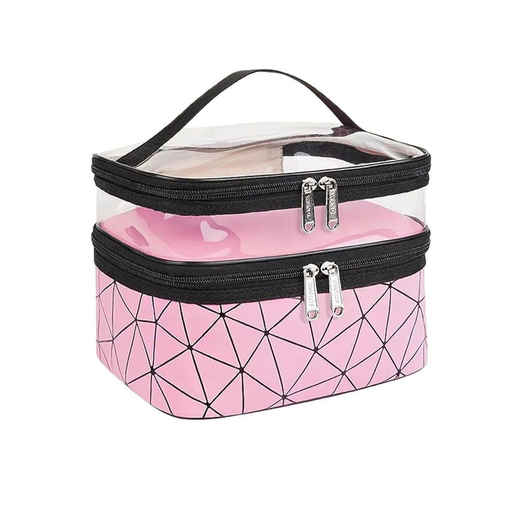 Portable Double-Layer Large Capacity Waterproof Cosmetic Bag Travel Toiletry Bag - Blue