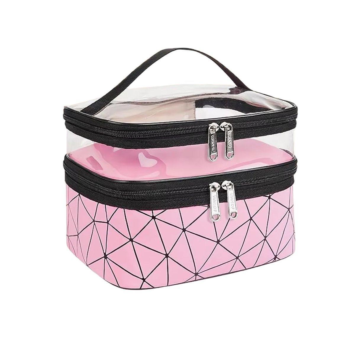 Portable Double-Layer Large Capacity Waterproof Cosmetic Bag Travel Toiletry Bag - Blue