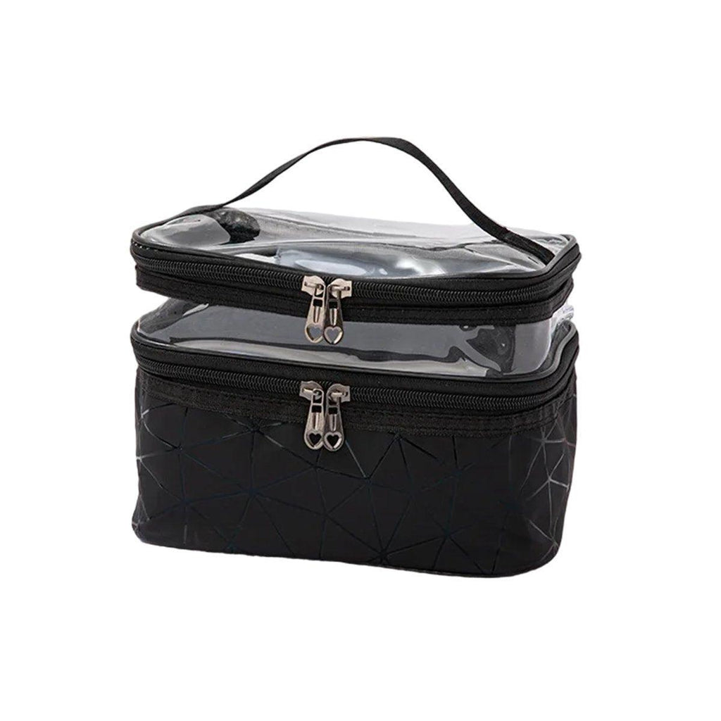 Portable Double-Layer Large Capacity Waterproof Cosmetic Bag Travel Toiletry Bag - Blue