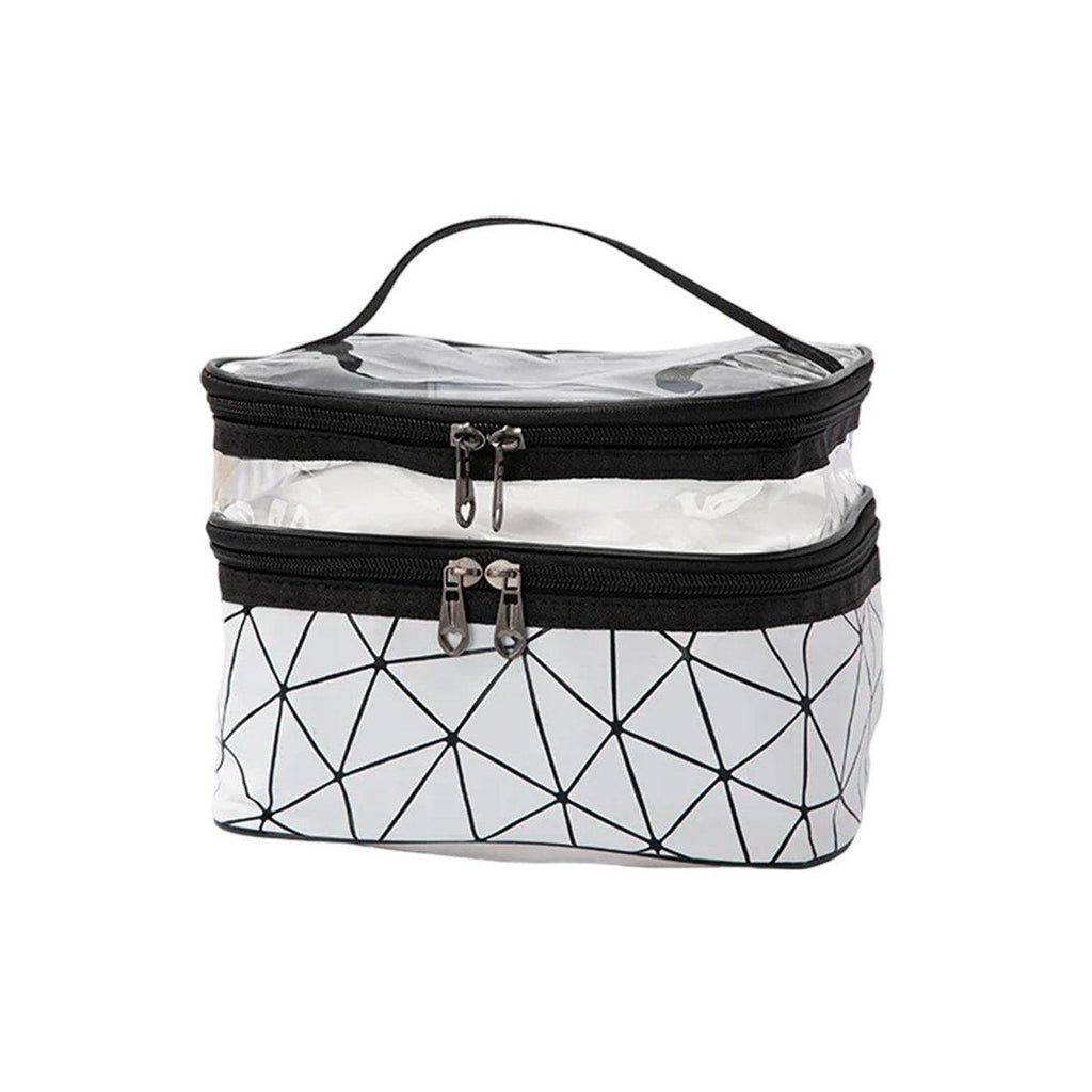 Portable Double-Layer Large Capacity Waterproof Cosmetic Bag Travel Toiletry Bag - Dark Pink
