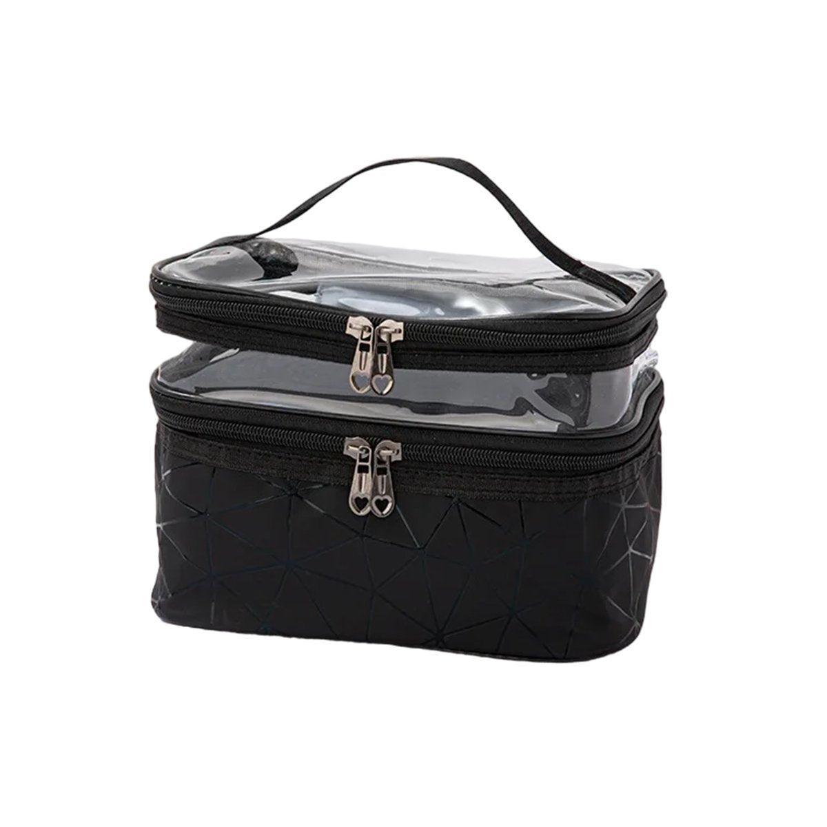 Portable Double-Layer Large Capacity Waterproof Cosmetic Bag Travel Toiletry Bag - Green