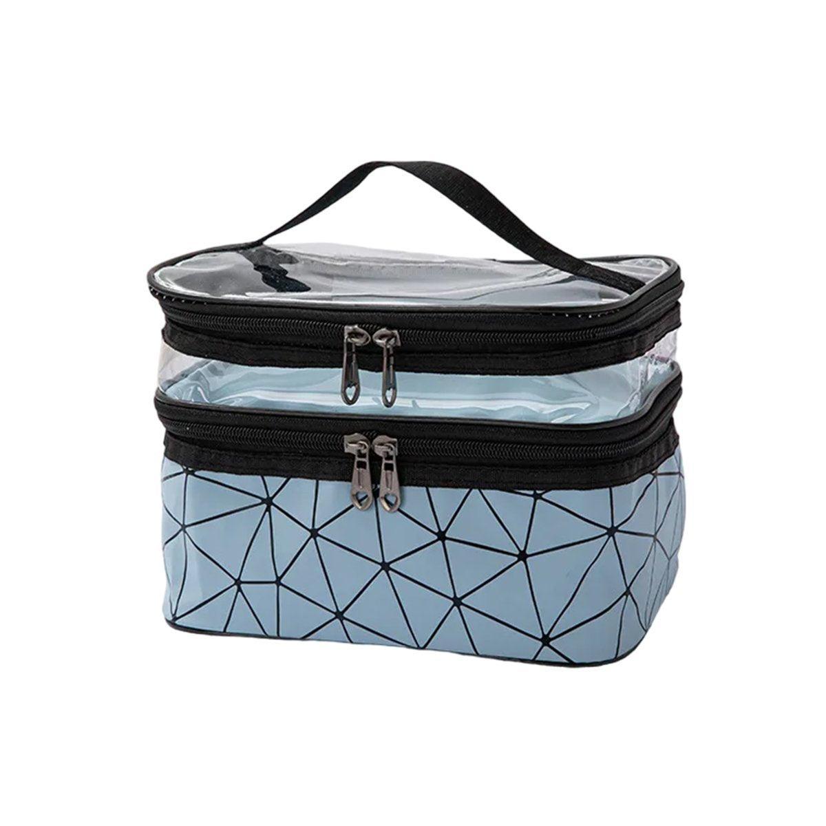 Portable Double-Layer Large Capacity Waterproof Cosmetic Bag Travel Toiletry Bag - Green
