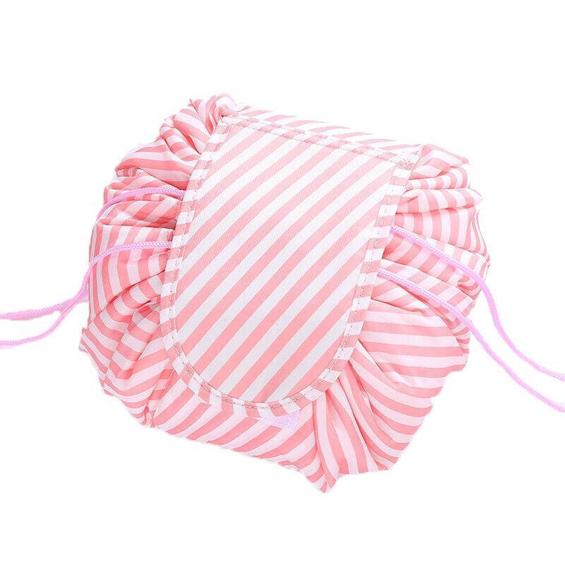 Portable Travel Makeup Bag Drawstring Cosmetic Pouch Lazy Storage Organiser Case - Pink