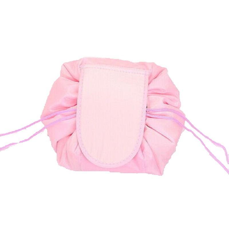 Portable Travel Makeup Bag Drawstring Cosmetic Pouch Lazy Storage Organiser Case - White Flamingo