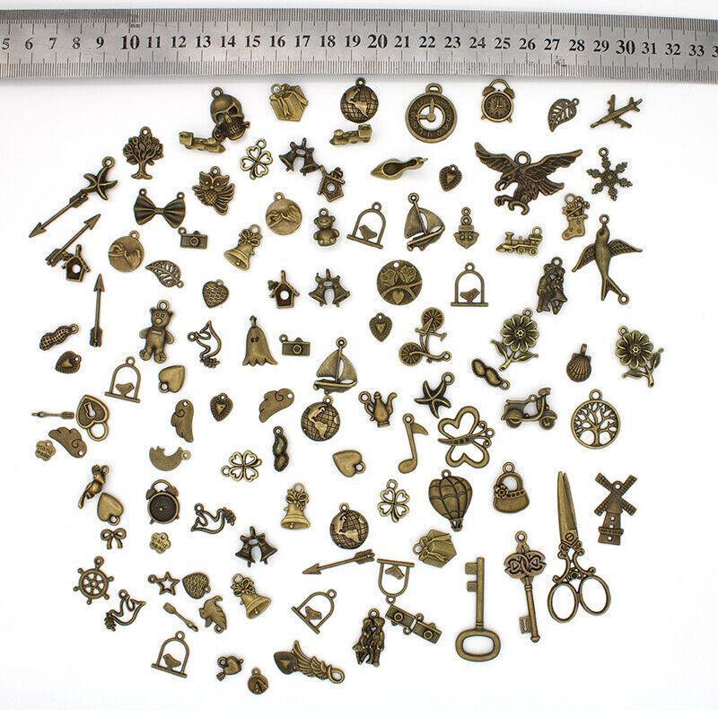 Mixed Tibetan Charms Pendants 50g Silver Bronze for Jewellery DIY Craft Making - Silver