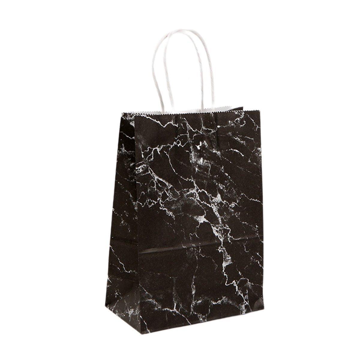 25PCS Marble Series Shopping Paper Bag Luxury Handbag Party Favor Gift Bags Set - Black Gold-S