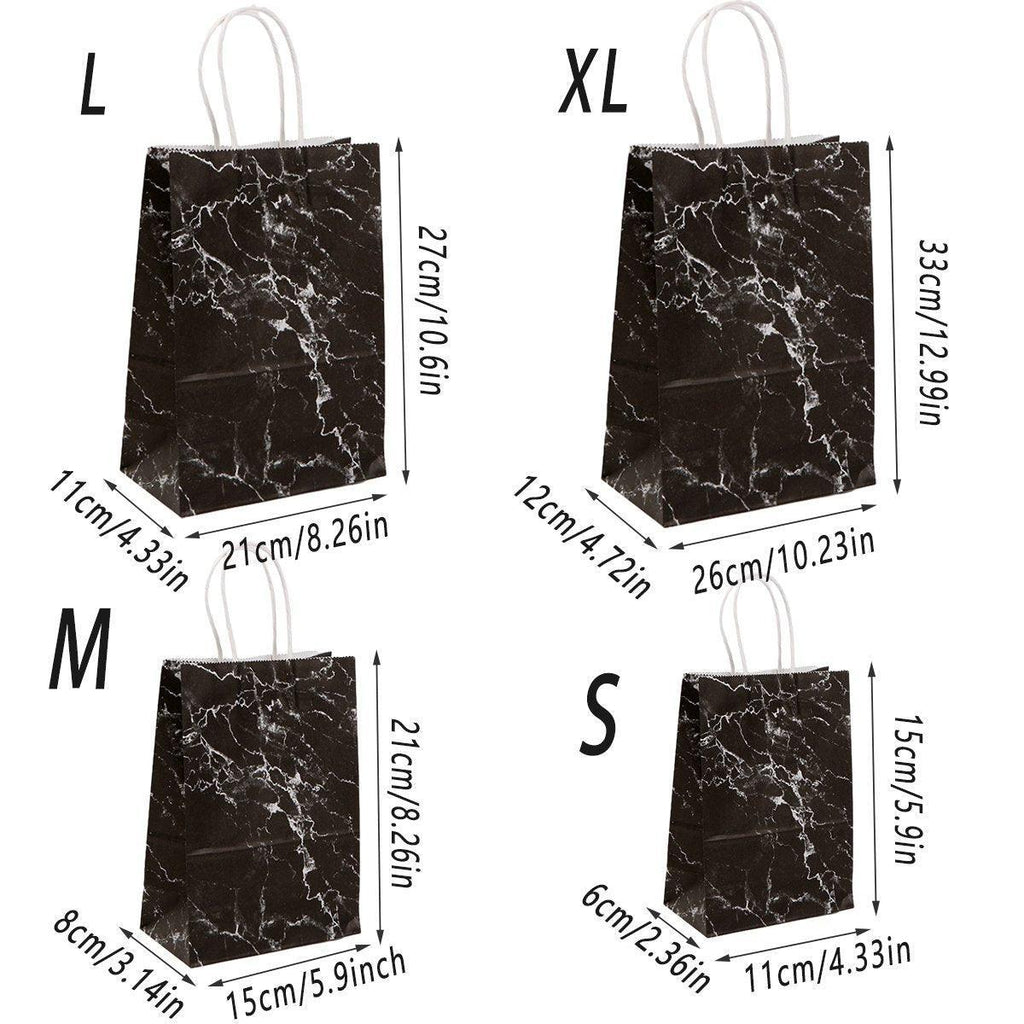 25PCS Marble Series Shopping Paper Bag Luxury Handbag Party Favor Gift Bags Set - Black Gold-M