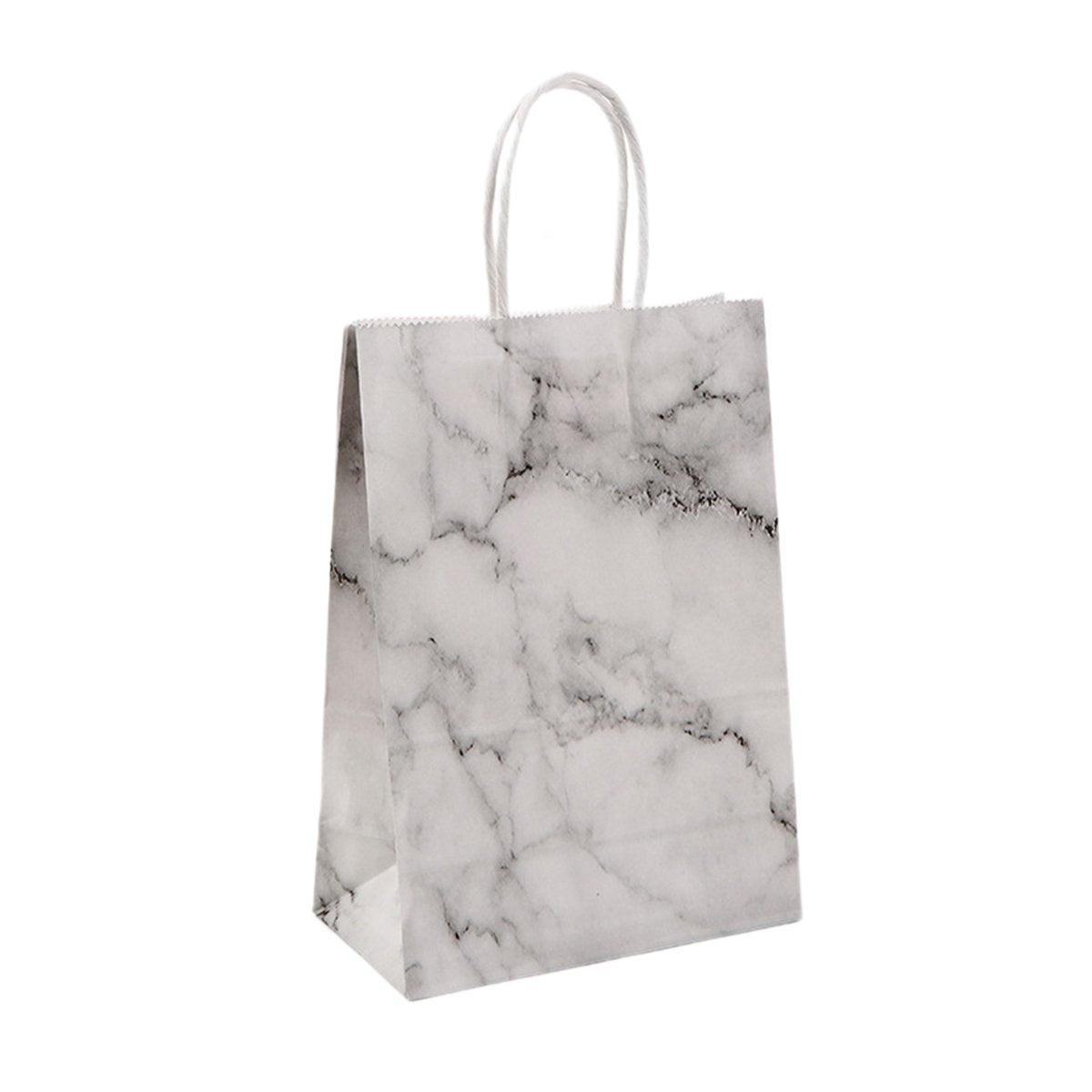 25PCS Marble Series Shopping Paper Bag Luxury Handbag Party Favor Gift Bags Set - Black Gold-M