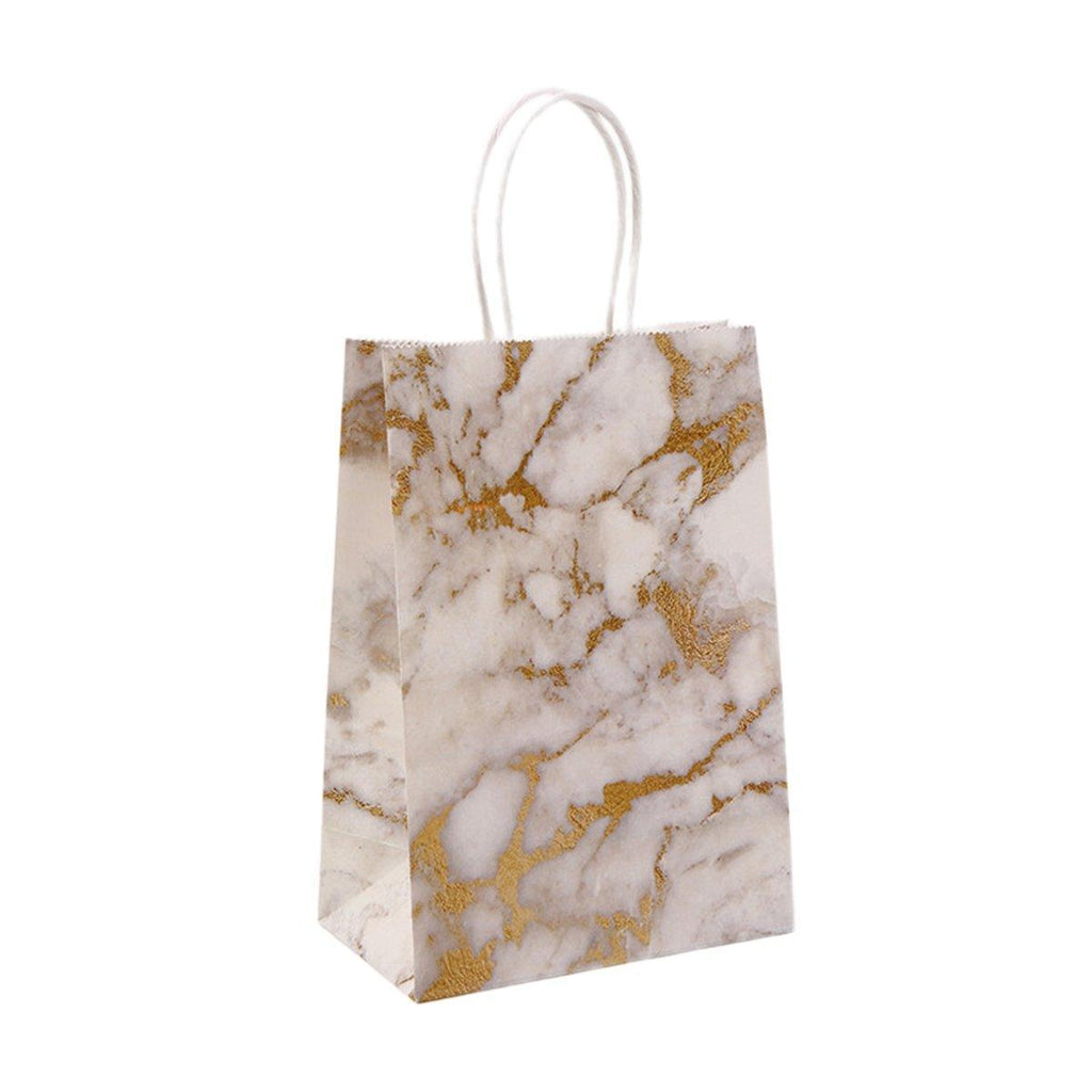 25PCS Marble Series Shopping Paper Bag Luxury Handbag Party Favor Gift Bags Set - Black Gold-M