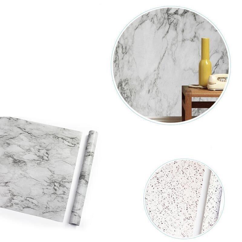 10M Marble Self-Adhesive PVC Wall Sticker Wallpaper Decor - White Marble-B