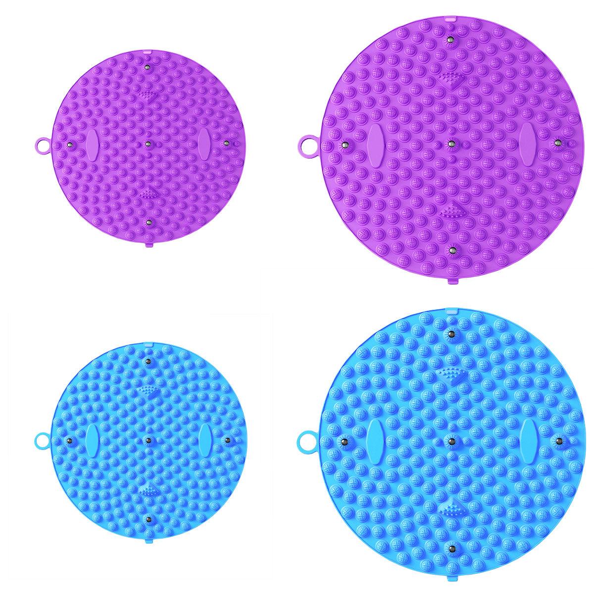 37/55cm Soft Silicone Circular Foot Mat with Textured Surface - Blue-37cm