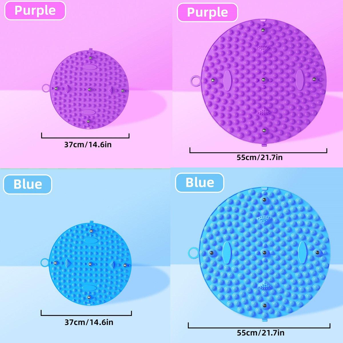 37/55cm Soft Silicone Circular Foot Mat with Textured Surface - Blue-37cm