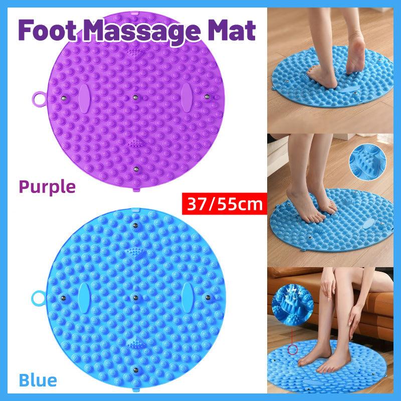 37/55cm Soft Silicone Circular Foot Mat with Textured Surface - Blue-55cm