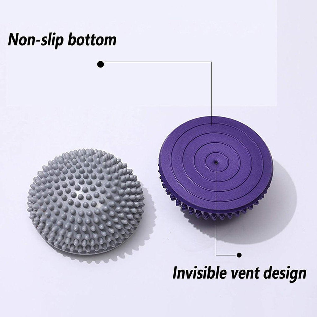 Spiky Massage Ball PVC Half Round Yoga Exercise Foot Hand Cushion - Red