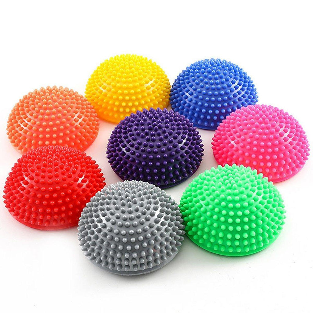 Spiky Massage Ball PVC Half Round Yoga Exercise Foot Hand Cushion - Yellow