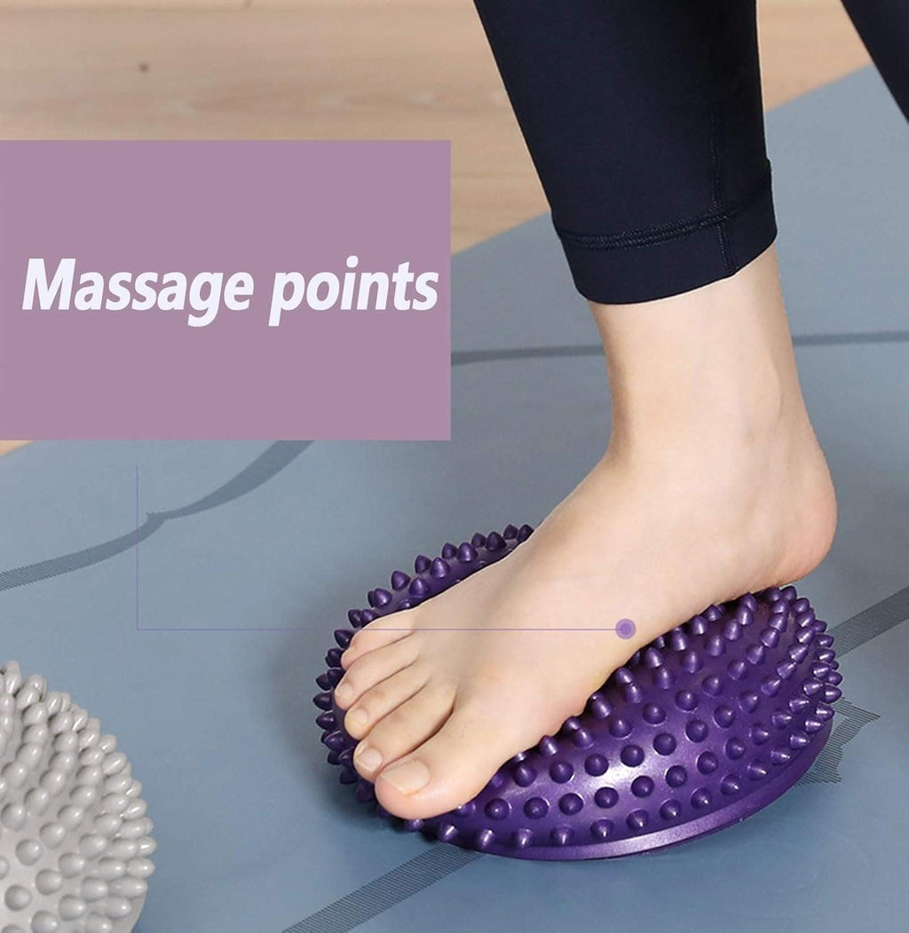 Spiky Massage Ball PVC Half Round Yoga Exercise Foot Hand Cushion - Yellow