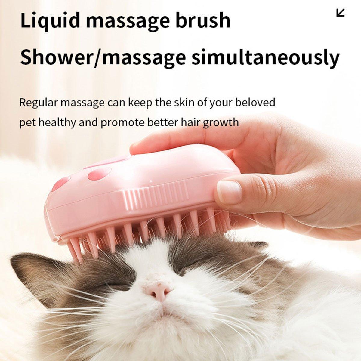 Pet Spray Massage Comb for Cats Dogs Cleaning Grooming Shedding Detangling Brush - Brown
