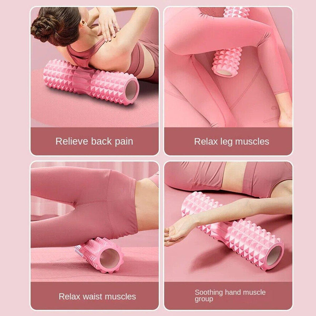 High Density EVA Foam Roller Yoga Massage Stick for Fitness - Wolf Tooth Style Purple-33cm