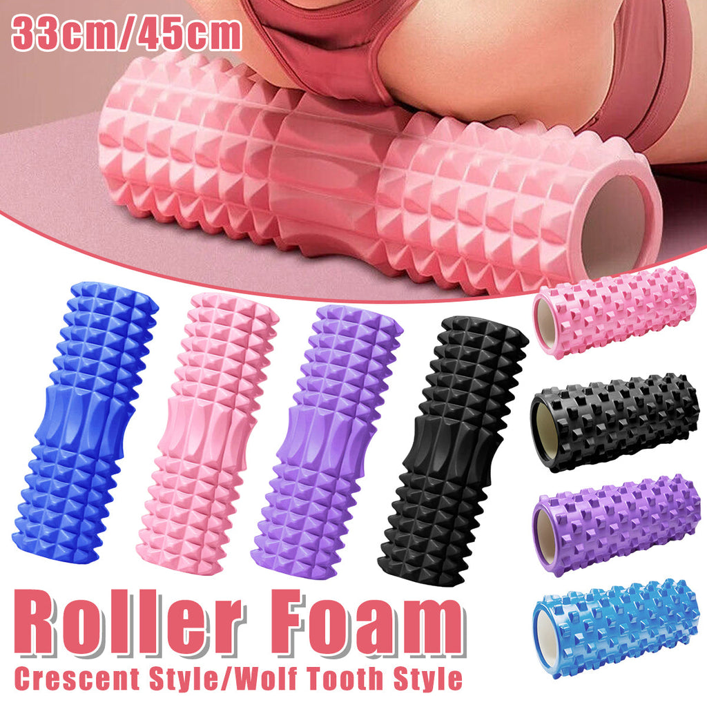 High Density EVA Foam Roller Yoga Massage Stick for Fitness - Wolf Tooth Style Pink-45cm