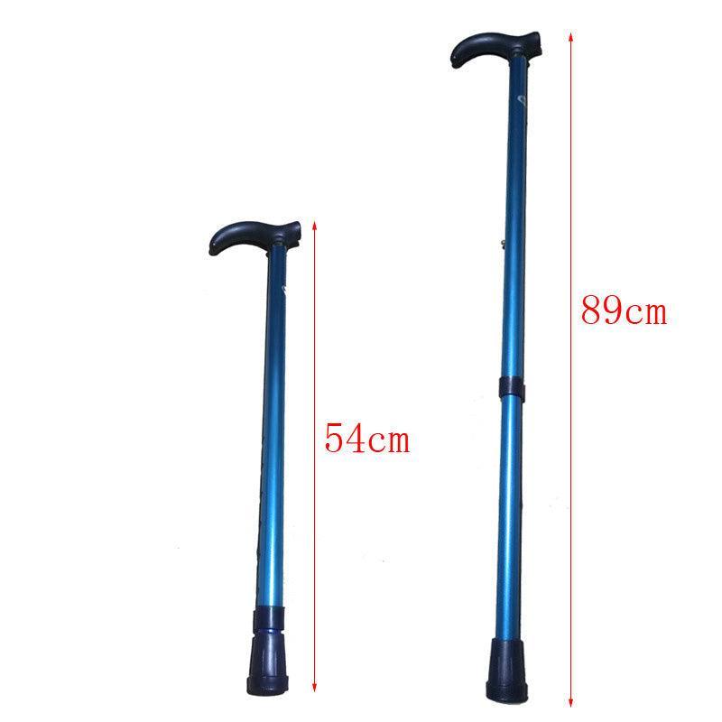 Metal Walking Stick Travel Retractable Cane Pole Compact Adjustable Lightweight - Black