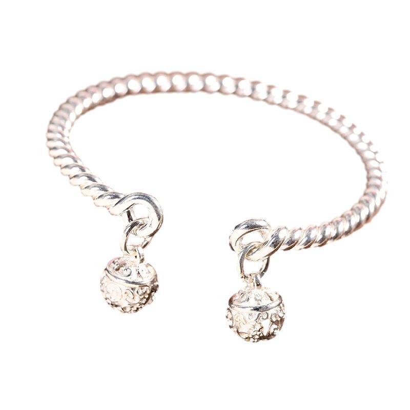 Bangle Bowknot Bells Bracelet Korean Opening Wrist Chain Women Silver Bracelet - Bow tie
