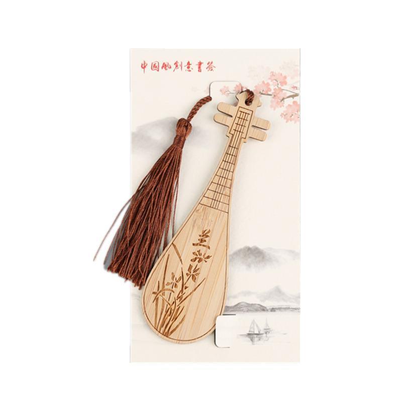 Chinese Style Bass Book Folder Book Clip Bamboo Bookmark Guitar Bookmark Lable - Guzheng