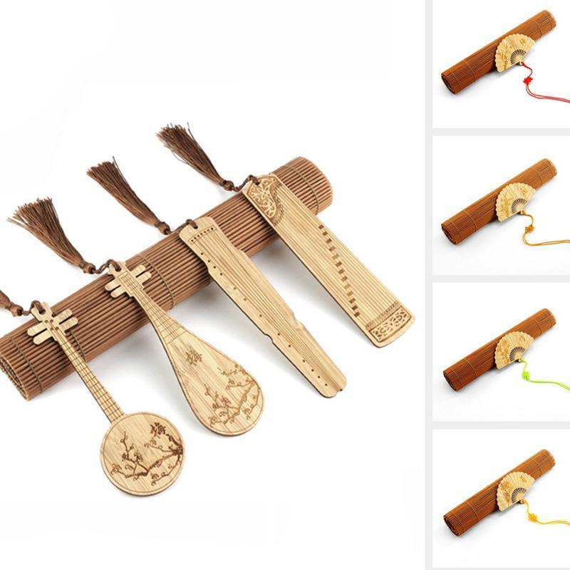 Chinese Style Bass Book Folder Book Clip Bamboo Bookmark Guitar Bookmark Lable - Pipa - Lan